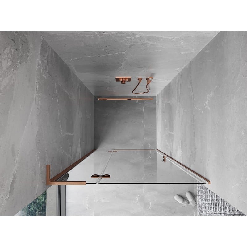 Mexen Mist-H L porte de douche pivotante gauche 80 cm, transparent, cuivre brossé - 8A5L-080-000-65-00-L