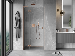 Mexen Mist-H L porte de douche pivotante gauche 105 cm, transparent, cuivre brossé - 8A5L-105-000-65-00-L