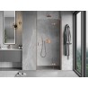 Mexen Mist-H L porte de douche pivotante droite 75 cm, transparent, cuivre brossé - 8A5L-075-000-65-00-P