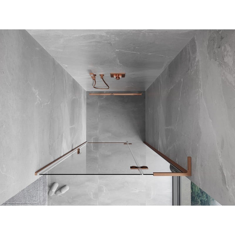 Mexen Mist-H L porte de douche pivotante droite 80 cm, transparente, cuivre brossé - 8A5L-080-000-65-00-P
