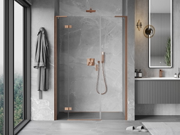 Mexen Mist-H L porte de douche pivotante gauche 135 cm, transparent, cuivre brossé - 8A5L-135-001-65-00-L