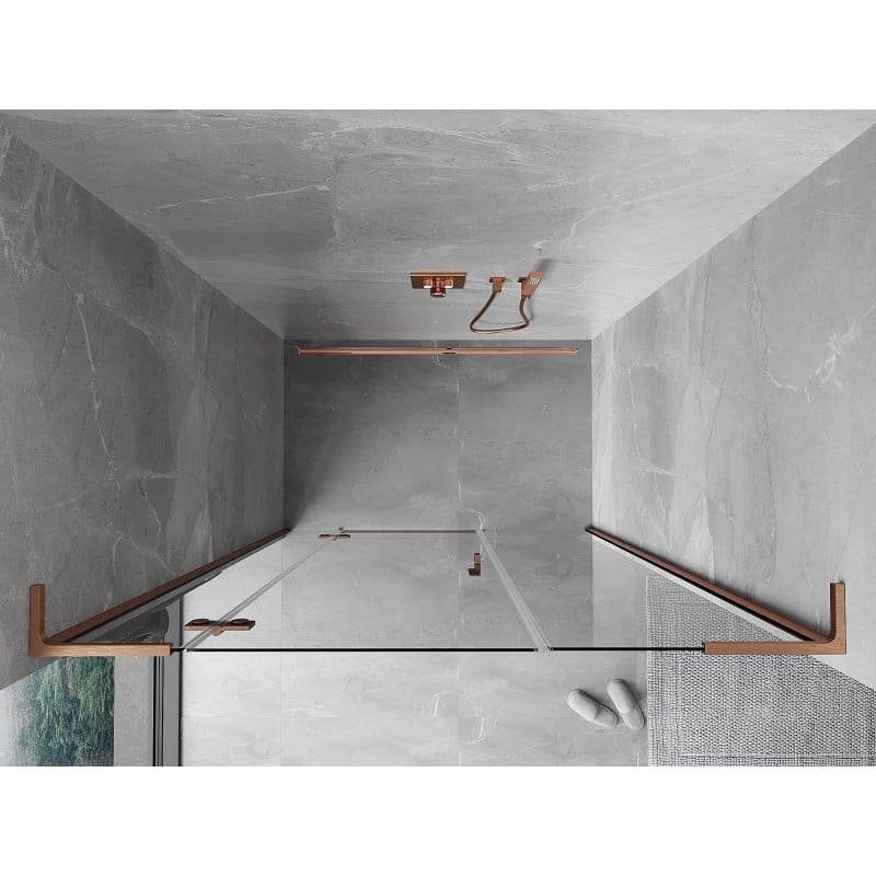 Mexen Mist-H L porte de douche pivotante gauche 155 cm, transparent, cuivre brossé - 8A5L-155-001-65-00-L