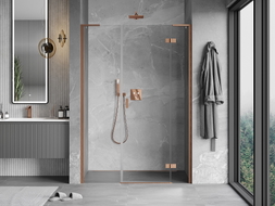 Mexen Mist-H L porte de douche pivotante droite 125 cm, transparent, cuivre brossé - 8A5L-125-001-65-00-P