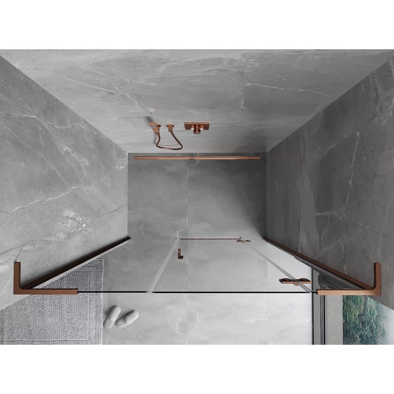 Mexen Mist-H L porte de douche pivotante droite 130 cm, transparent, cuivre brossé - 8A5L-130-001-65-00-P