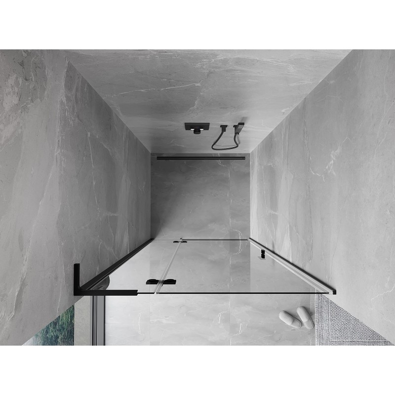 Mexen Mist-H L porte de douche battante gauche 75 cm, transparent, noir - 8A5L-075-000-70-00-L