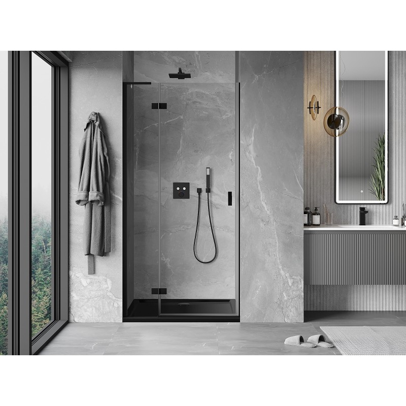 Mexen Mist-H L porte de douche battante gauche 75 cm, transparent, noir - 8A5L-075-000-70-00-L