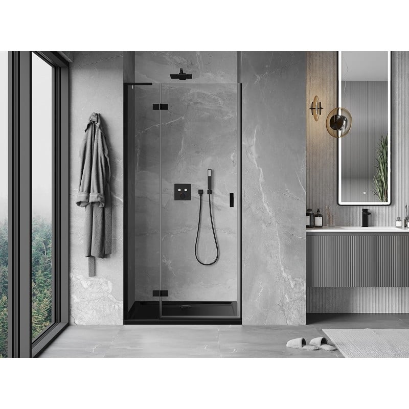 Mexen Mist-H L porte de douche pivotante gauche 85 cm, transparent, noir - 8A5L-085-000-70-00-L