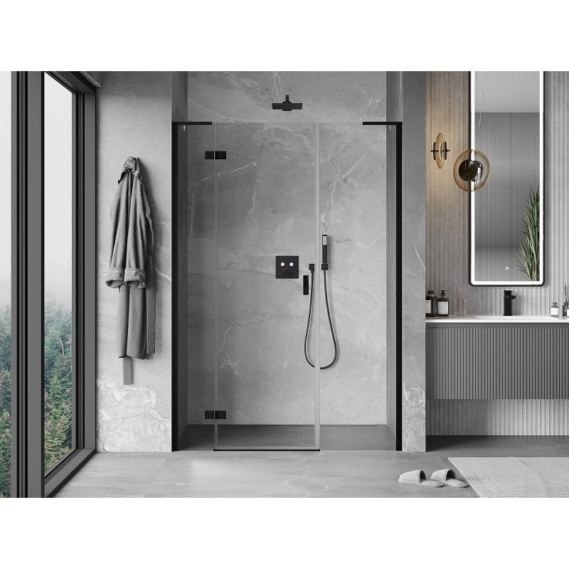 Mexen Mist-H L porte de douche pivotante gauche 125 cm, transparent, noir - 8A5L-125-001-70-00-L