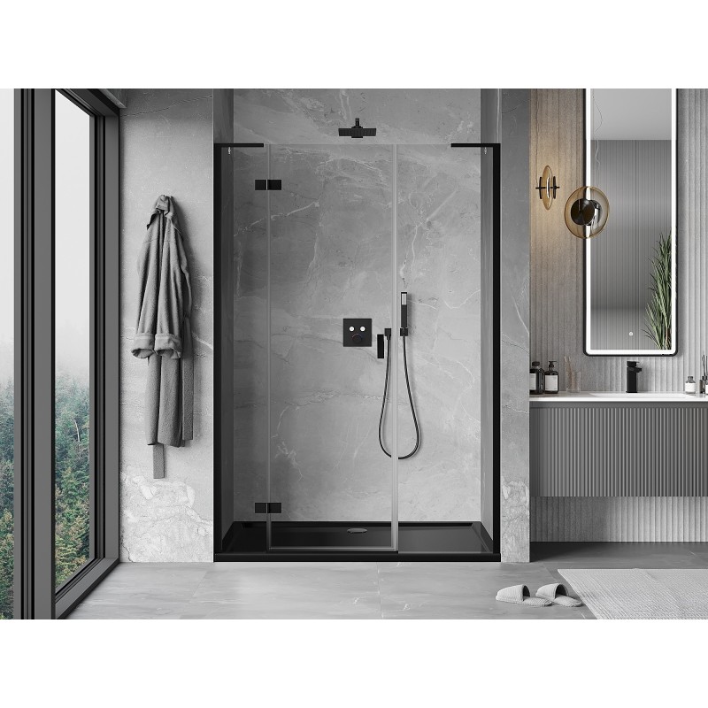 Mexen Mist-H L porte de douche pivotantes gauche 135 cm, transparent, noir - 8A5L-135-001-70-00-L