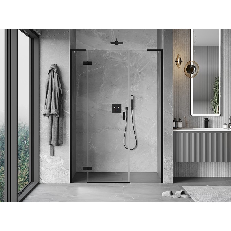 Mexen Mist-H L porte de douche pivotante gauche 140 cm, transparent, noir - 8A5L-140-001-70-00-L