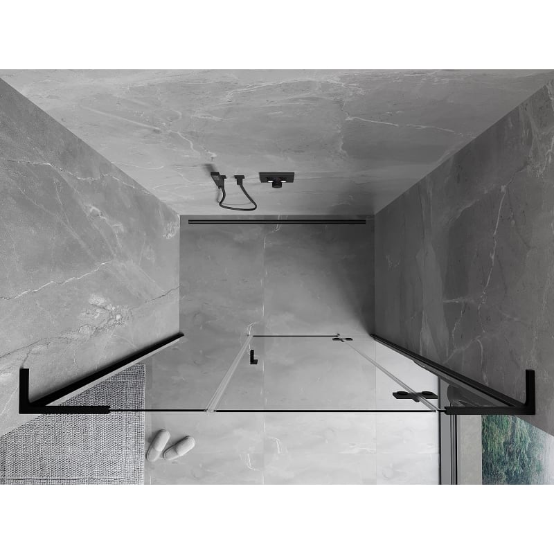 Mexen Mist-H L porte de douche pivotante droite 145 cm, transparent, noir - 8A5L-145-001-70-00-P