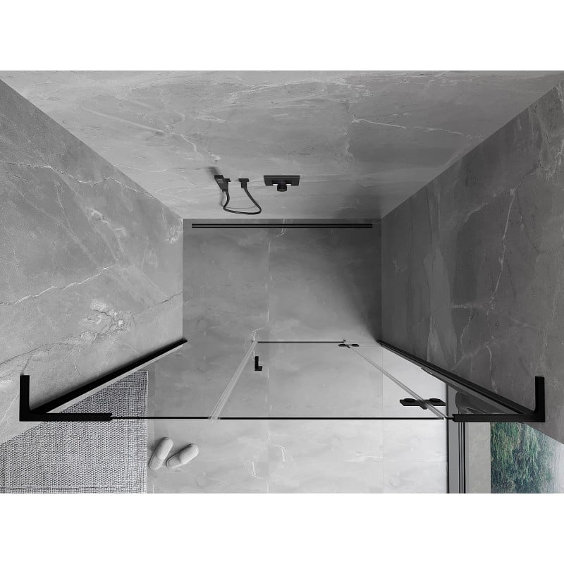 Mexen Mist-H L porte de douche pivotante droite 155 cm, transparent, noir - 8A5L-155-001-70-00-P