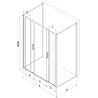 Mexen Exo-3S cabine de douche 3 côtés coulissante 190 x 80 cm, transparent, noir - 8152-190-080-70-00-3S