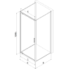 Mexen Exo-BR 3S cabine de douche 3 parois avec porte battante 90 x 80 cm, transparent, chrome - 8181-090-080-01-00-3S