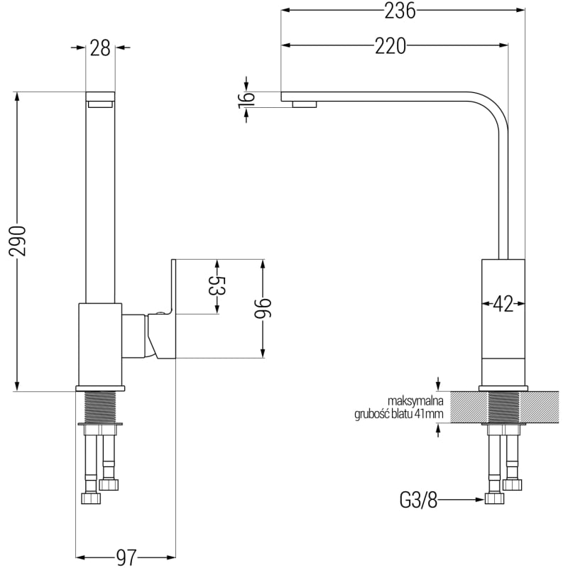 Mexen Matias évier en granit 1,5 bac avec égouttoir et robinet de cuisine Rita, noir/métallique argenté - 6502-73-670300-50