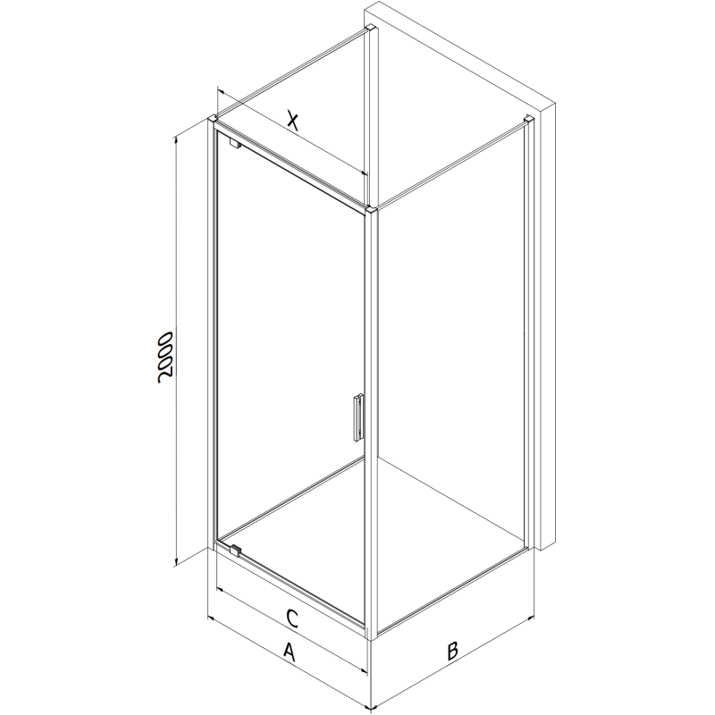 Mexen Exo-3S cabine de douche 3 parois pivotante 90 x 120 cm, transparente, dorée - 8181-090-120-50-00-3S