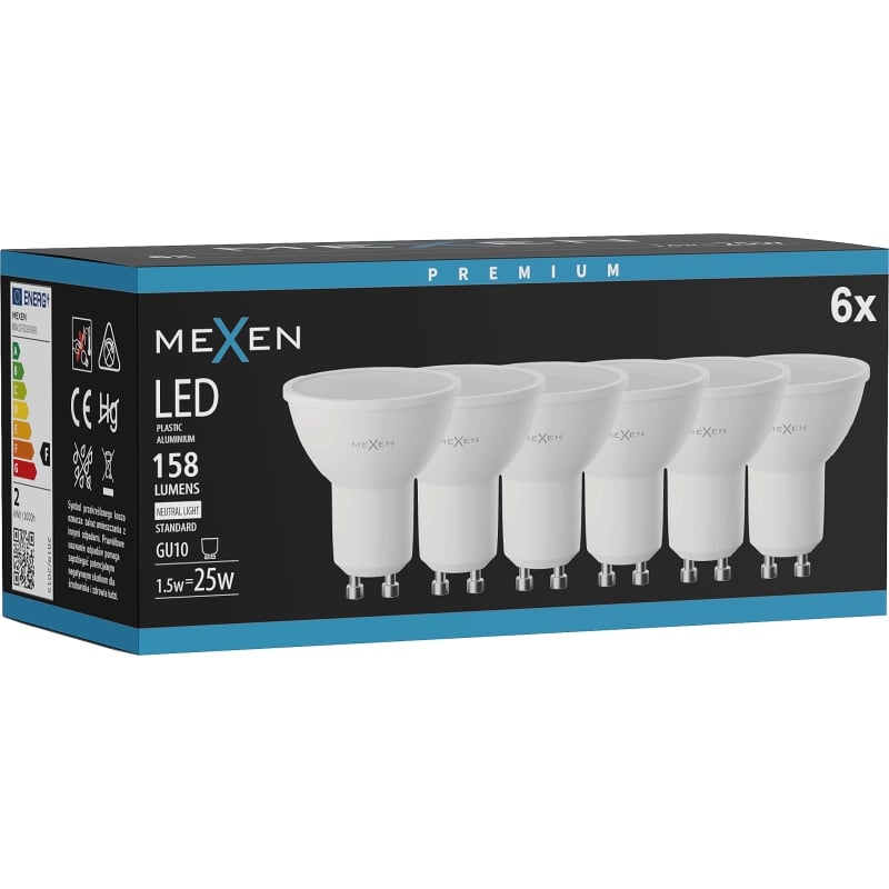 Mexen Nova 6x Ampoule LED GU10, 1,5W, Neutre - 4000K, 158 lm - L107-GU10-0140-01x06