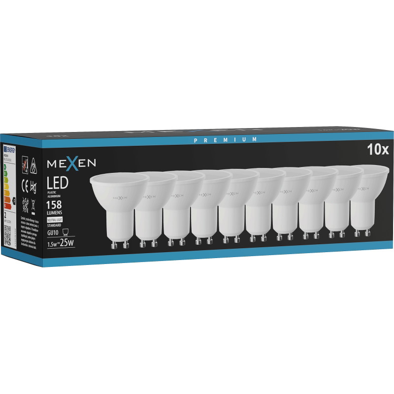 Mexen Nova 10x Ampoule LED GU10, 1,5W, Neutre - 4000K, 158 lm - L107-GU10-0140-01x10
