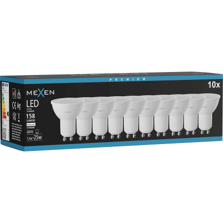 Mexen Nova 10x Ampoule LED GU10, 1,5W, Neutre - 4000K, 158 lm - L107-GU10-0140-01x10