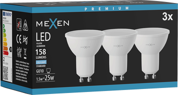 Mexen Nova 3x Ampoule LED GU10, 1,5W, Froid - 6500K, 158 lm - L107-GU10-0165-01x03