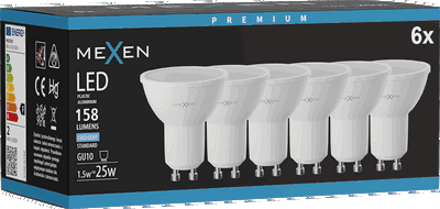 Mexen Nova 6x Ampoule LED GU10, 1,5W, Froid - 6500K, 158 lm - L107-GU10-0165-01x06