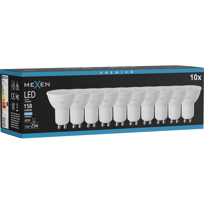Mexen Nova 10x Ampoule LED GU10, 1,5W, Froid - 6500K, 158 lm - L107-GU10-0165-01x10