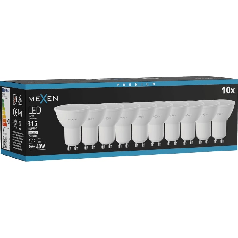 Mexen Nova 10x Ampoule LED GU10, 3W, Neutre - 4000K, 315 lm - L107-GU10-0340-01x10