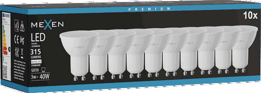 Mexen Nova 10x Ampoule LED GU10, 3W, Neutre - 4000K, 315 lm - L107-GU10-0340-01x10