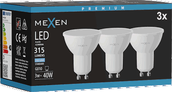 Mexen Nova 3x ampoule LED GU10, 3W, Froid - 6500K, 315 lm - L107-GU10-0365-01x03