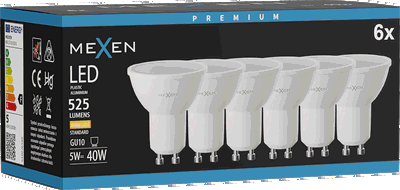 Mexen Nova 6x Ampoule LED GU10, 5W, Chaude - 3000K, 525 lm - L107-GU10-0530-01x06