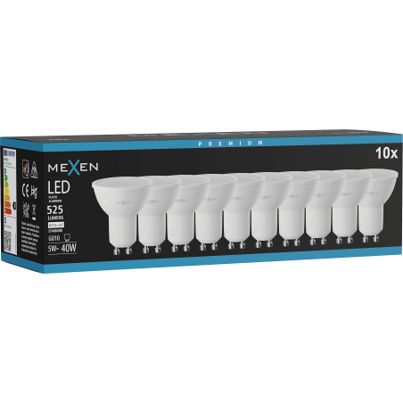 Mexen Nova 10x ampoule LED GU10, 5W, Neutre - 4000K, 525 lm - L107-GU10-0540-01x10