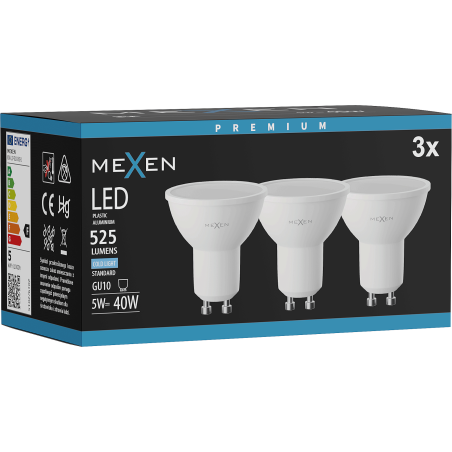 Mexen Nova 3x Ampoule LED GU10, 5W, Froid - 6500K, 525 lm - L107-GU10-0565-01x03