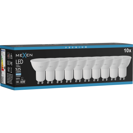 Mexen Nova 10x Ampoule LED GU10, 5W, Froid - 6500K, 525 lm - L107-GU10-0565-01x10