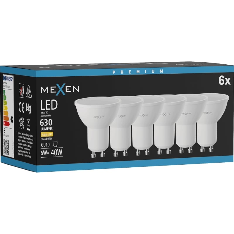Mexen Nova 6x Ampoule LED GU10, 6W, Chaude - 3000K, 630 lm - L107-GU10-0630-01x06