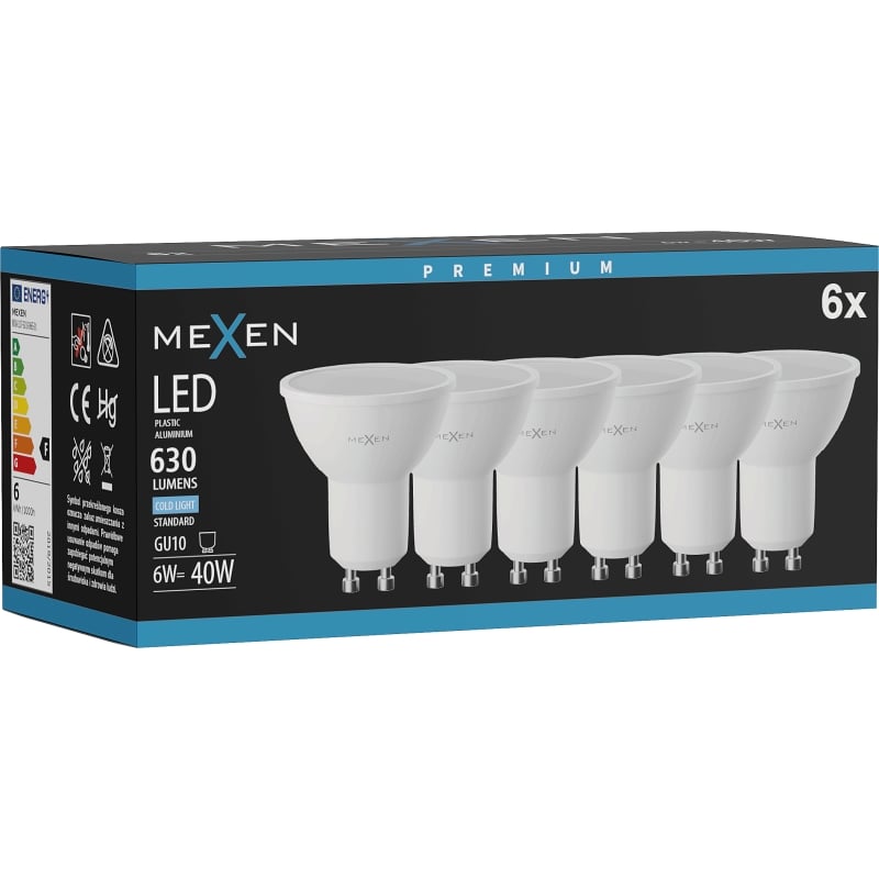 Mexen Nova 6x Ampoule LED GU10, 6W, Froid - 6500K, 630 lm - L107-GU10-0665-01x06