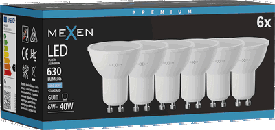 Mexen Nova 6x Ampoule LED GU10, 6W, Froid - 6500K, 630 lm - L107-GU10-0665-01x06