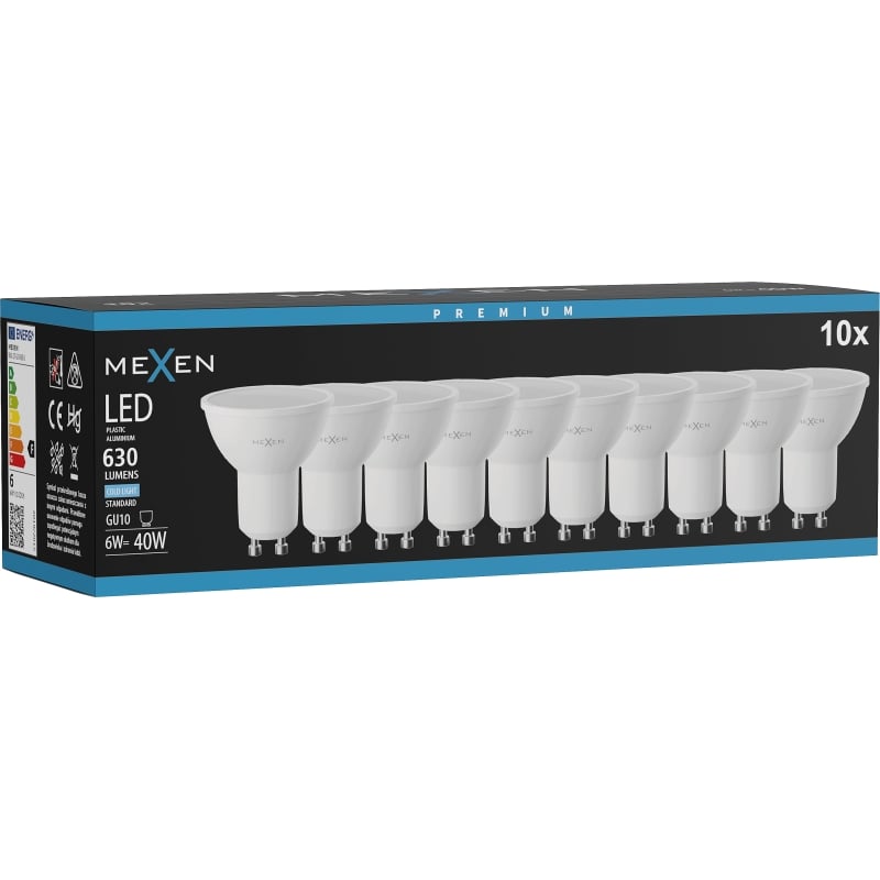 Mexen Nova 10x Ampoule LED GU10, 6W, Froid - 6500K, 630 lm - L107-GU10-0665-01x10