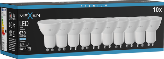 Mexen Nova 10x Ampoule LED GU10, 6W, Froid - 6500K, 630 lm - L107-GU10-0665-01x10