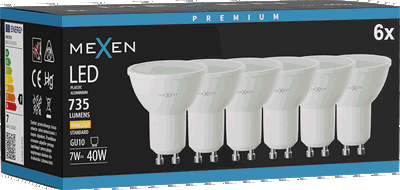 Mexen Nova 6x Ampoule LED GU10, 7W, Chaude - 3000K, 735 lm - L107-GU10-0730-01x06