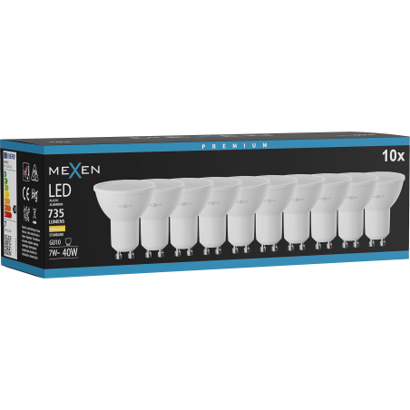Mexen Nova 10x Ampoule LED GU10, 7W, Chaude - 3000K, 735 lm - L107-GU10-0730-01x10