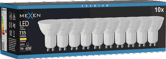 Mexen Nova 10x Ampoule LED GU10, 7W, Chaude - 3000K, 735 lm - L107-GU10-0730-01x10