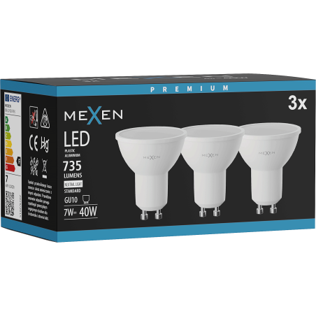 Mexen Nova 3x Ampoule LED GU10, 7W, Neutre - 4000K, 735 lm - L107-GU10-0740-01x03