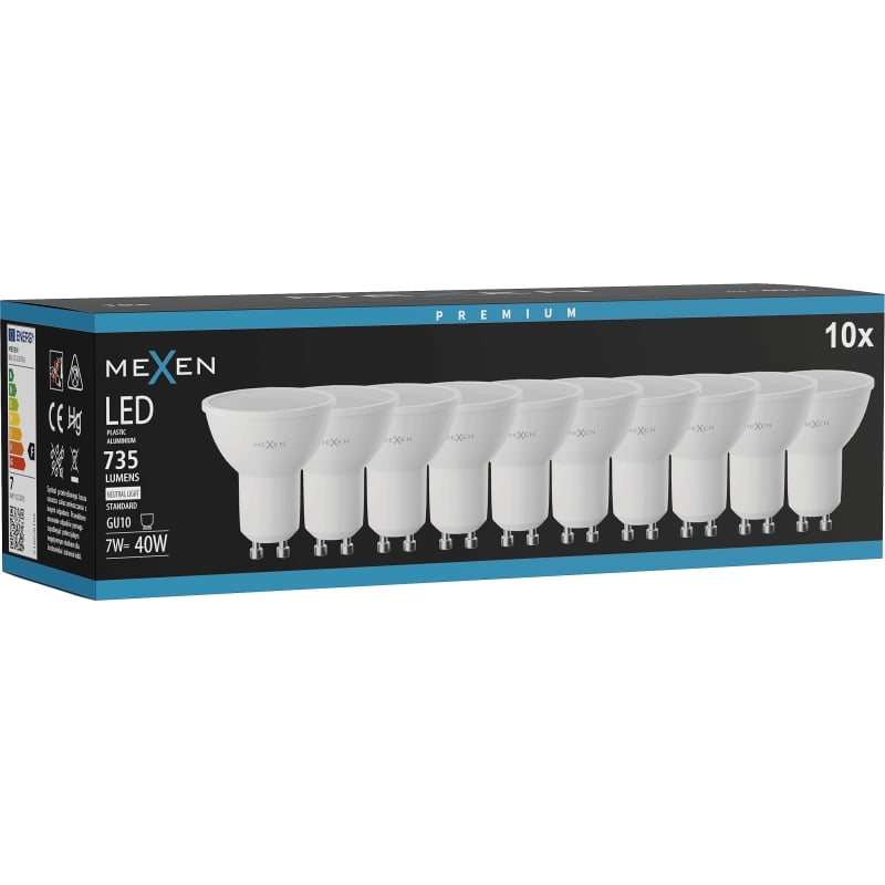 Mexen Nova 10x Ampoule LED GU10, 7W, Neutre - 4000K, 735 lm - L107-GU10-0740-01x10