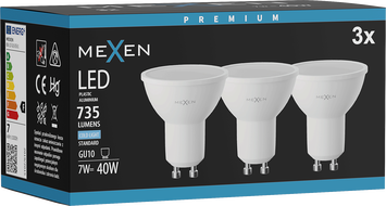 Mexen Nova 3x Ampoule LED GU10, 7W, Froide - 6500K, 735 lm - L107-GU10-0765-01x03
