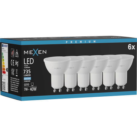 Mexen Nova 6x Ampoule LED GU10, 7W, Froide - 6500K, 735 lm - L107-GU10-0765-01x06