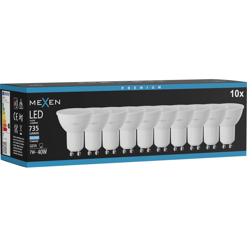 Mexen Nova 10x Ampoule LED GU10, 7W, Froid - 6500K, 735 lm - L107-GU10-0765-01x10