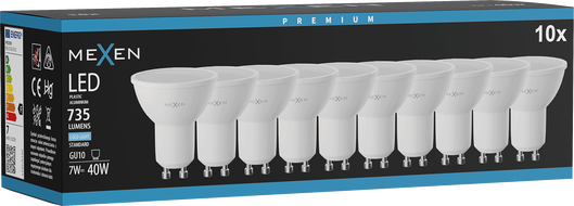 Mexen Nova 10x Ampoule LED GU10, 7W, Froid - 6500K, 735 lm - L107-GU10-0765-01x10