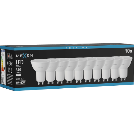 Mexen Nova 10x Ampoule LED GU10, 8W, Neutre - 4000K, 840 lm - L108-GU10-0840-01x10