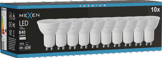 Mexen Nova 10x Ampoule LED GU10, 8W, Neutre - 4000K, 840 lm - L108-GU10-0840-01x10