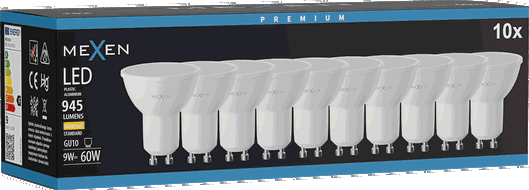 Mexen Nova 10x Ampoule LED GU10, 9W, Chaude - 3000K, 945 lm - L108-GU10-0930-01x10